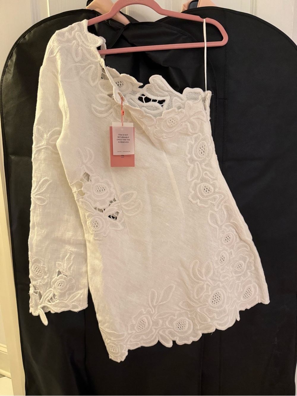 Cult Gaia White Marlena One Shoulder Lace Detail Dress Size 8 - Picture 4 of 5